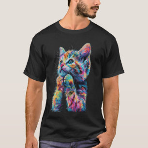 Camiseta Gato Fofo Arco-Íris para Mulheres Meninas Meninos
