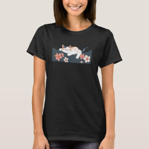 Camiseta Gato Fofo Arte Japonesa Amante de Gatinho Onda Flo