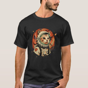 Camiseta Gato fofo astronauta Halloween japonês minimalista