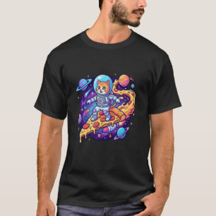 Camiseta Gato Fofo Astronauta Surfando Pizza Espaço