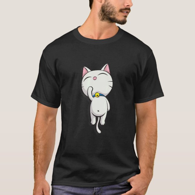 Camiseta Gato Fofo Branco Dormindo (Frente)