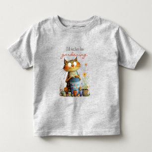 Camiseta Gato Fofo Caprichoso "Eu Preferiria Estar Jardinei