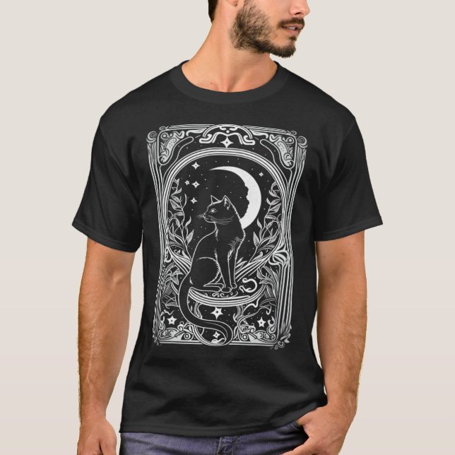 Camiseta Gato Fofo Cartão Tarot Lua Crescente M (Frente)