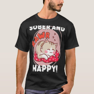 Camiseta Gato Fofo Chibi Sóbrio e Feliz Aniversário de Recu