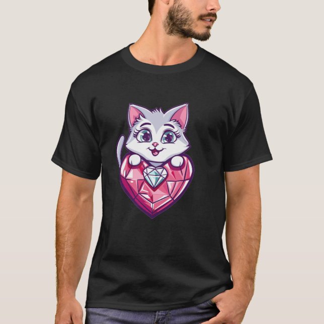 Camiseta Gato Fofo Com Coração I Gato (Frente)