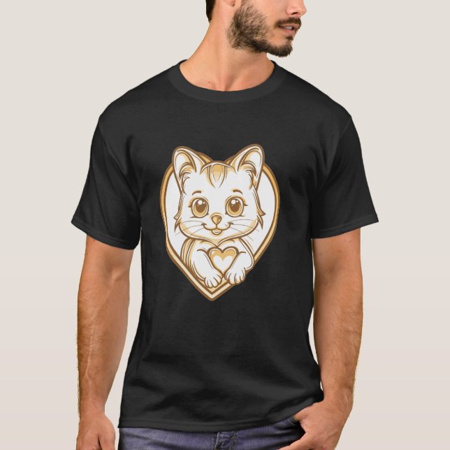 Camiseta Gato Fofo Com Coração I Gato 1 (Frente)