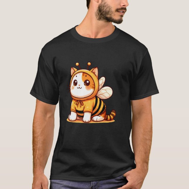 Camiseta Gato Fofo com Fantasia de Abelha (Frente)