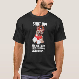 Camiseta Gato fofo com fantasia de rena fechado enfeite