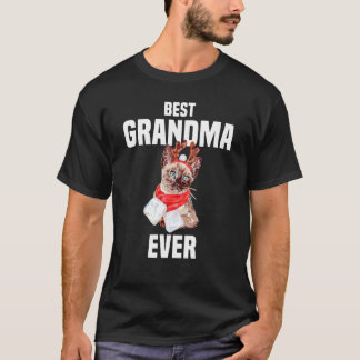 Camiseta Gato fofo com fantasia de rena Melhor Avó do Mundo