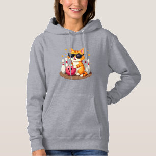 Camiseta Gato Fofo Com Óculos De Sol Gato Jogando Boliche P