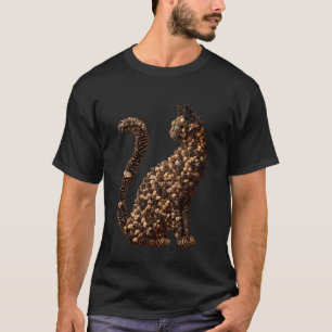 Camiseta Gato Fofo com Pinhas Animal Rústico de Outono