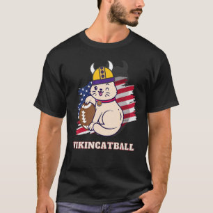 Camiseta Gato fofo com um capacete Vikings, com um f