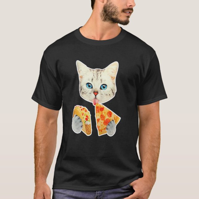 Camiseta Gato Fofo Come Pizza e Taco (Frente)