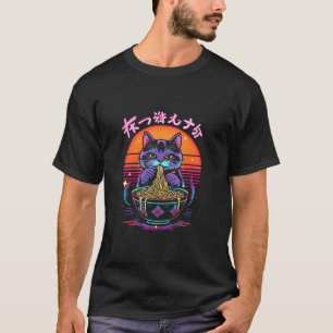 Camiseta Gato Fofo Comendo Macarrão