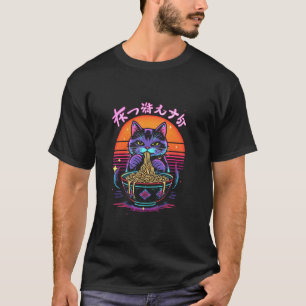 Camiseta Gato Fofo Comendo Macarrão