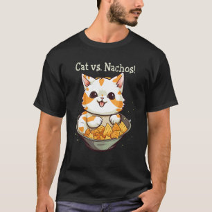 Camiseta Gato fofo comendo nachos. Gato versus nachos