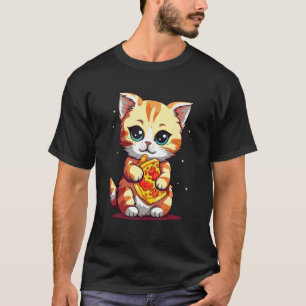 Camiseta Gato fofo comendo uma pizza