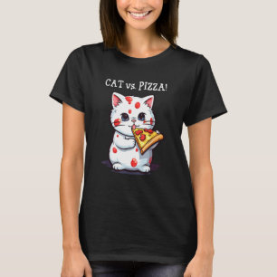 Camiseta Gato fofo comendo uma pizza - Gato versus pizza
