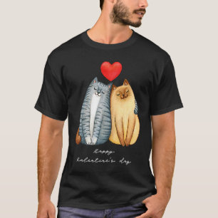 Camiseta Gato Fofo Coração Dia dos Namorados Garotas Mulher
