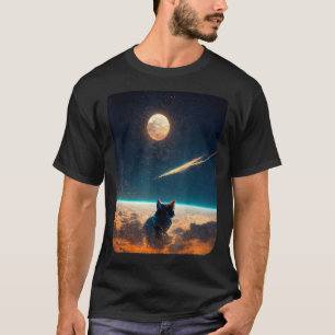 Camiseta Gato Fofo Cósmico no Espaço Gato Estético