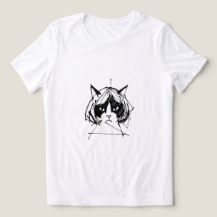 Camiseta Gato Fofo de Cabeleireira (Estilo 3) Arte Fina