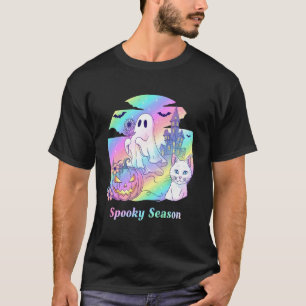 Camiseta Gato Fofo de Halloween de Tons Pastéis Abóbora Tem