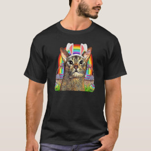 Camiseta Gato fofo de Páscoa Coelho Caça ao Ovo Arco-íris G