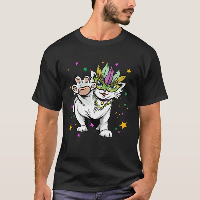 Camiseta Gato Fofo do Carnaval  Frases do Carnaval Roupa (Frente)