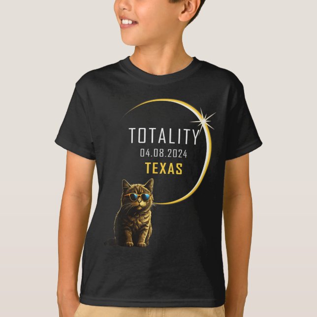 Camiseta Gato Fofo do Texas Eclipse Solar Total (Frente)