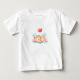 Camiseta Gato Fofo Dormindo com Balão de Coração