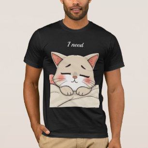 Camiseta Gato Fofo Dormindo Preciso de uma Soneca Arte Kawa