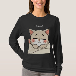 Camiseta Gato Fofo Dormindo Preciso de uma Soneca Arte Kawa