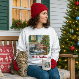 Camiseta Gato Fofo e Árvore de Natal