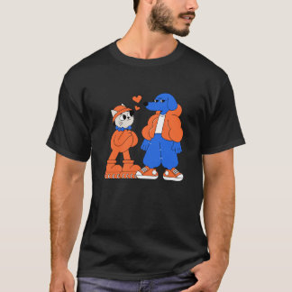 Camiseta gato fofo e cachorro mal-humorado