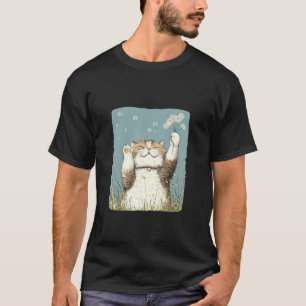 Camiseta Gato Fofo e Divertido com Fantasia de Sementes de 