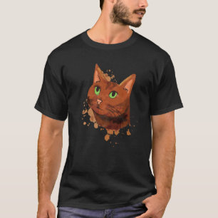 Camiseta Gato Fofo em Aquarela para Gato Marrom Estilo Pop