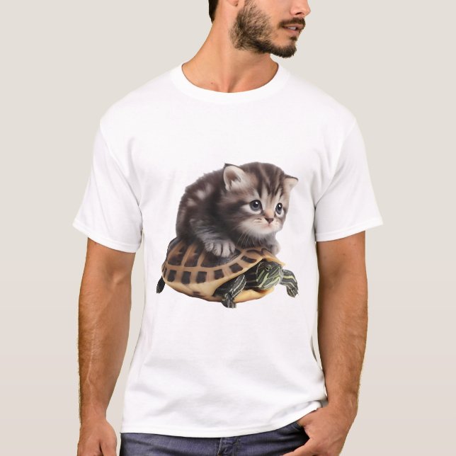 Camiseta gato fofo em tartaruga Copiar Copiar (Frente)
