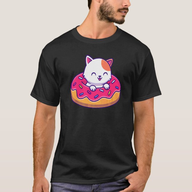 Camiseta Gato Fofo Em Uma Rosquinha (Frente)