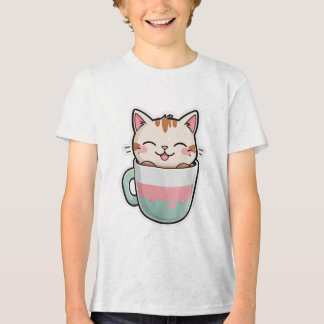 Camiseta Gato Fofo em Xícara de Chá Gato Kawaii Amante de C