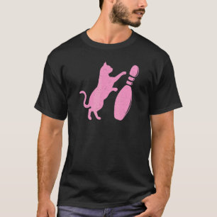Camiseta Gato Fofo Estilo Distressed Derrubando Pinos de Bo