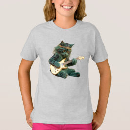 Camiseta Gato Fofo Estrela do Rock Infantil