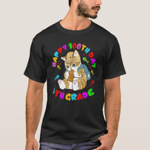 Camiseta Gato Fofo Feliz 100º Dia De Escola Para 4ª Série T
