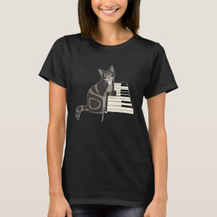 Camiseta Gato Fofo Gatito Toca Música Piano Músico Gato