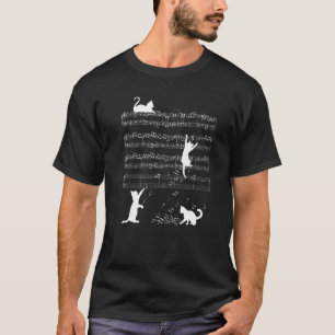 Camiseta Gato Fofo Gatito Tocar Nota Musical Clave Piano Mú