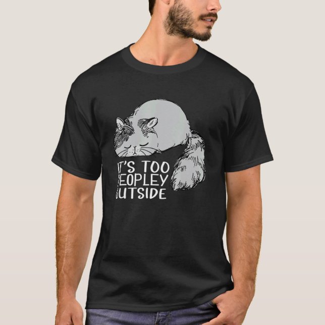 Camiseta Gato Fofo Introvertido Introdução É Muito Cheio de (Frente)