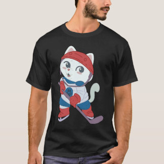Camiseta Gato Fofo Jogador Hokey Crianças