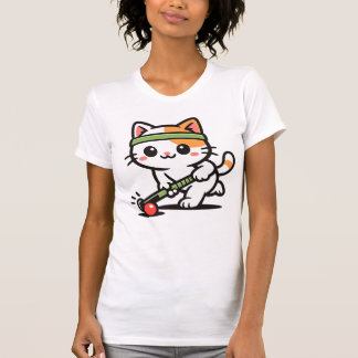 Camiseta Gato Fofo Jogando Hóquei de Campo