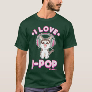 Camiseta Gato Fofo Jpop Anime Música Pop Japonesa para Home