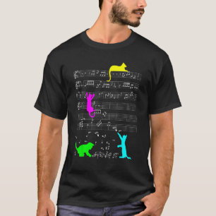 Camiseta Gato Fofo Kitty Notas Musicais Clave de Músico Col