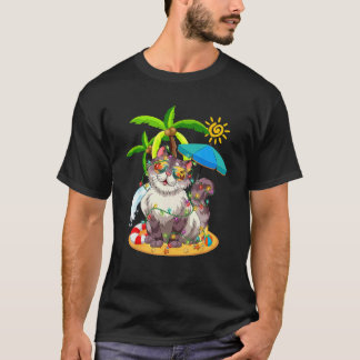 Camiseta Gato Fofo & Luzes de Natal Árvore de Palmeira Nata